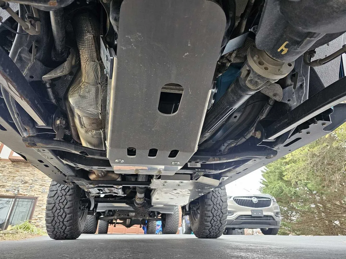 ASFIR skid plates under a Nissan truck