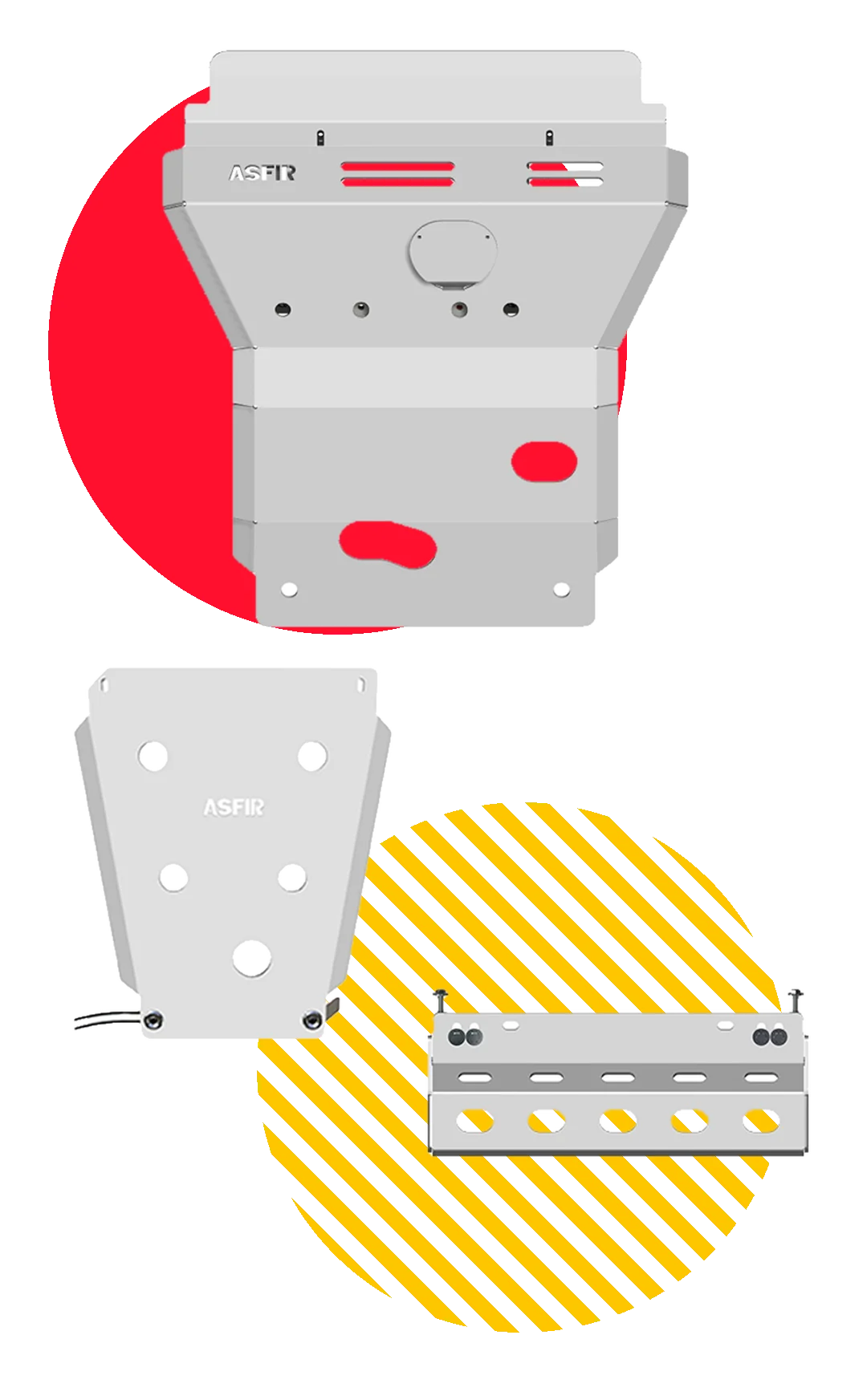ASFIR 3-piece aluminum skid plate kit : engine and transmission skid, fuel tank skid and transfer case skid